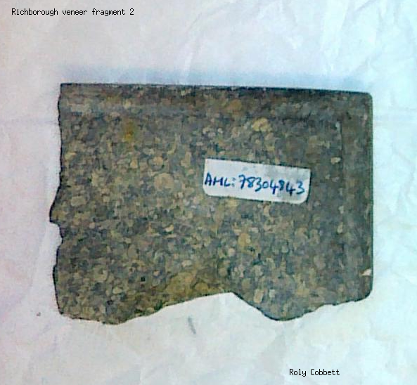 Richborough veneer fragment 2, bevelled side