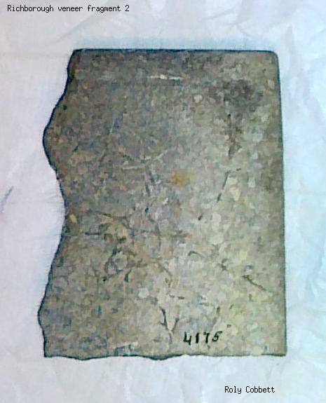 Richborough veneer fragment 2, apparently flat side